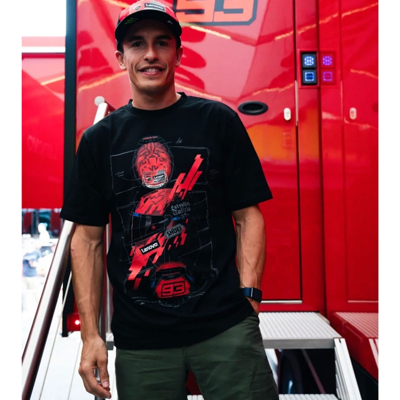 Marškinėliai Ducati Marc Marquez - šalmas MotoGP juoda-raudona