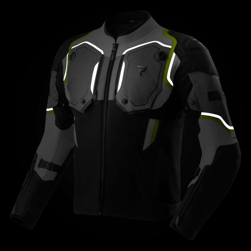 Rebelhorn Borg II juoda-pilka-fluo geltona motociklininko striukė