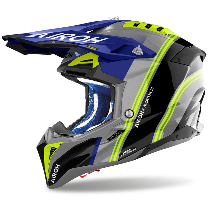Motokroso šalmas Airoh Aviator 3 Hima blue glossy
