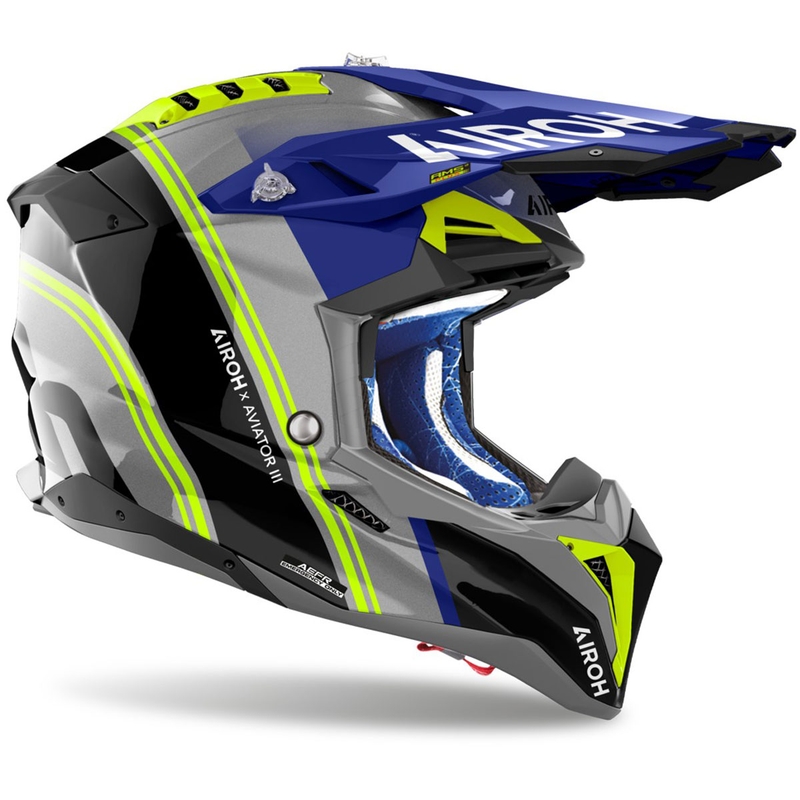 Motokroso šalmas Airoh Aviator 3 Hima blue glossy