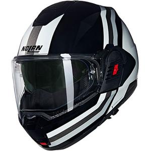 Nolan N120-1 Lineo N-COM 348 juodas-baltas-sidabrinis sulankstomas motociklininko šalmas