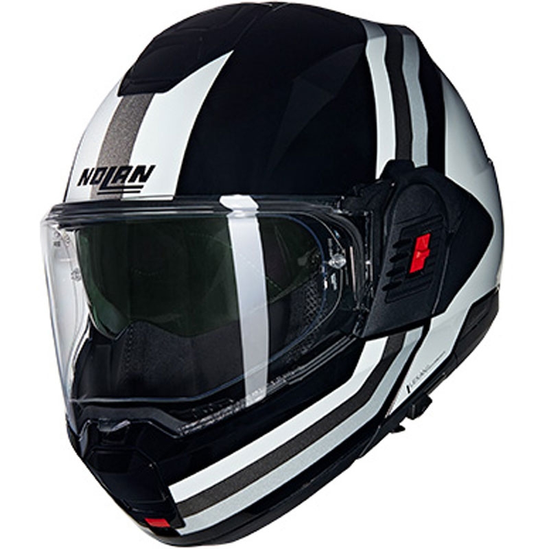 Nolan N120-1 Lineo N-COM 348 juodas-baltas-sidabrinis sulankstomas motociklininko šalmas