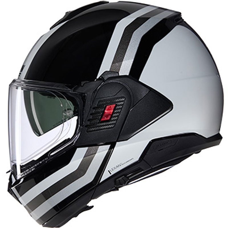 Nolan N120-1 Lineo N-COM 348 juodas-baltas-sidabrinis sulankstomas motociklininko šalmas
