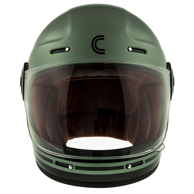 Integruotas motociklininko šalmas "Cassida Fibre Super Hooligan" juodai žalias - II klasė