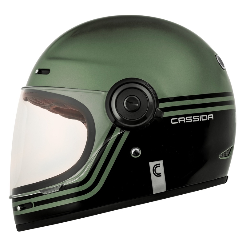 Integruotas motociklininko šalmas "Cassida Fibre Super Hooligan" juodai žalias - II klasė