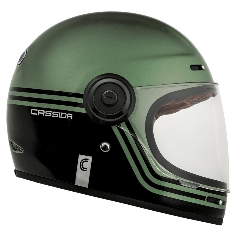 Integruotas motociklininko šalmas "Cassida Fibre Super Hooligan" juodai žalias - II klasė