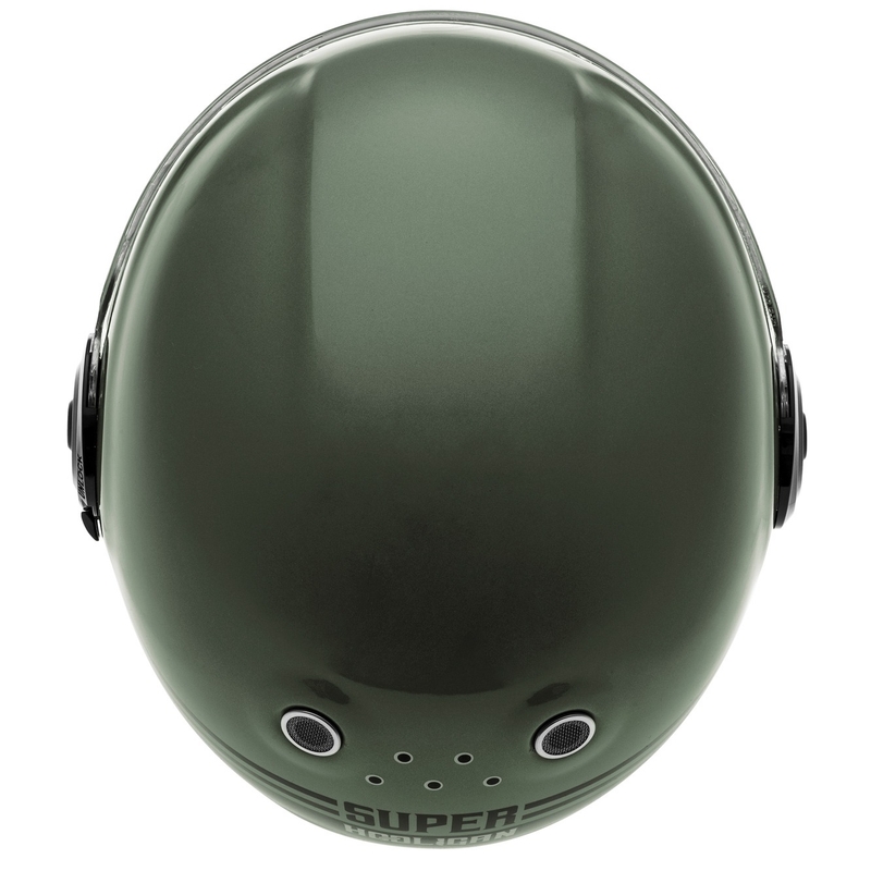 Integruotas motociklininko šalmas "Cassida Fibre Super Hooligan" juodai žalias - II klasė