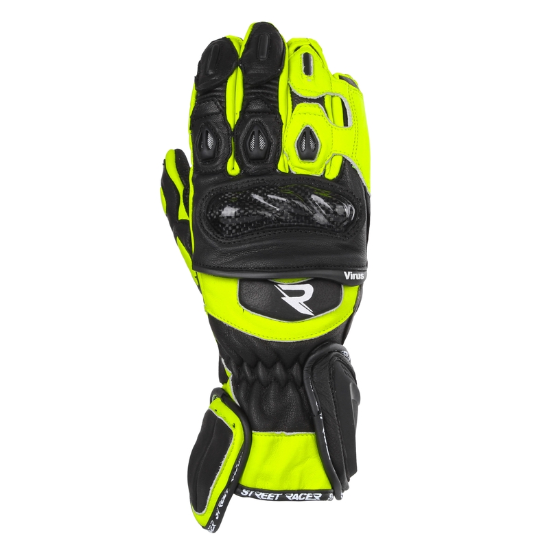 Motociklininko pirštinės Street Racer Virus 2 black-fluo yellow - II kokybė