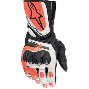 Alpinestars SP-8 baltos-fluo raudonos-juodos motociklininko pirštinės
