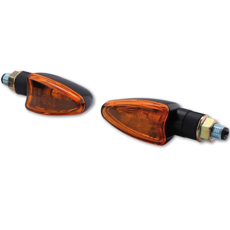 "Highsider Smart Arrow Mini" juodos ir oranžinės spalvos motocikliniai mirksintys žibintai