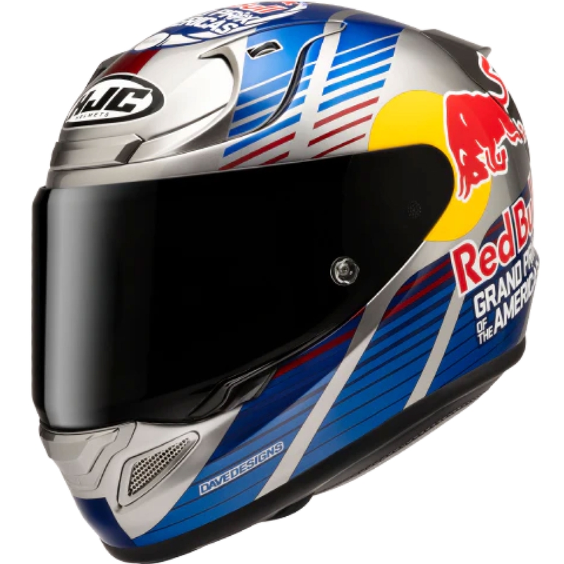 Integruotas motociklininko šalmas HJC RPHA 12 Red Bull Austin GP II MC21 mėlynai pilkas