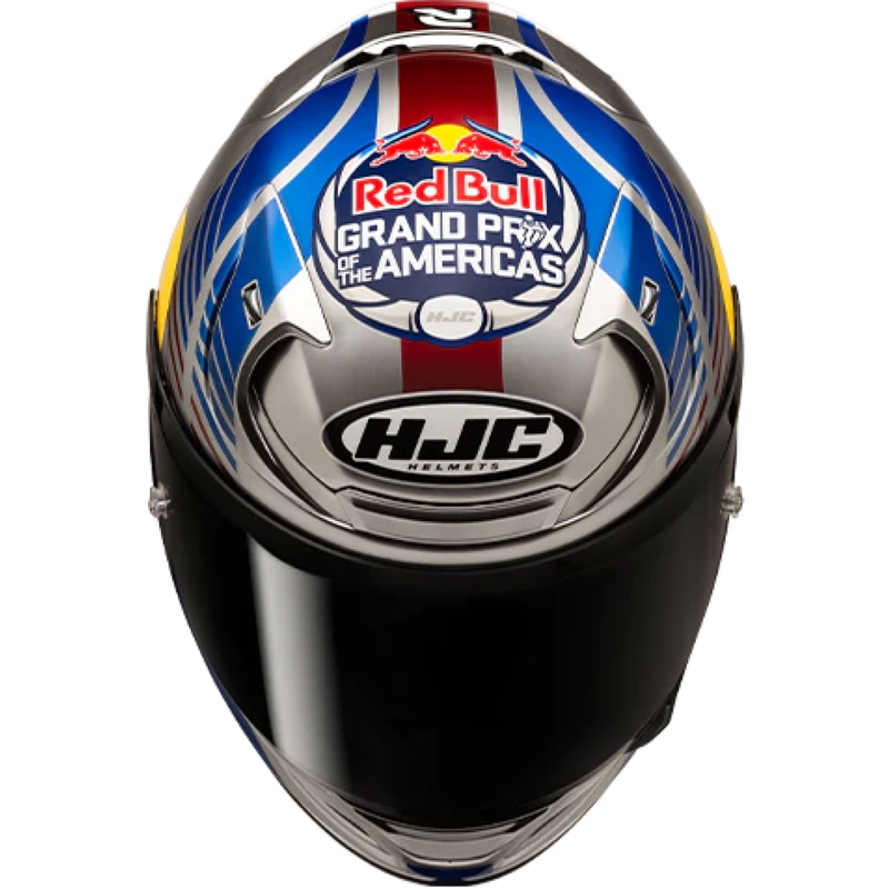 Integruotas motociklininko šalmas HJC RPHA 12 Red Bull Austin GP II MC21 mėlynai pilkas