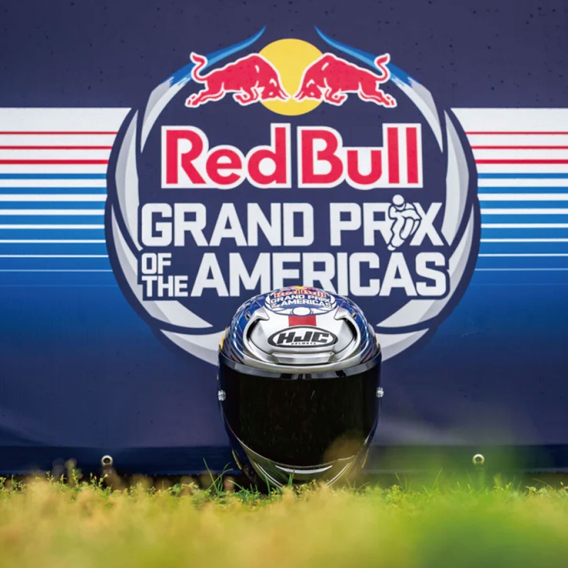 Integruotas motociklininko šalmas HJC RPHA 12 Red Bull Austin GP II MC21 mėlynai pilkas