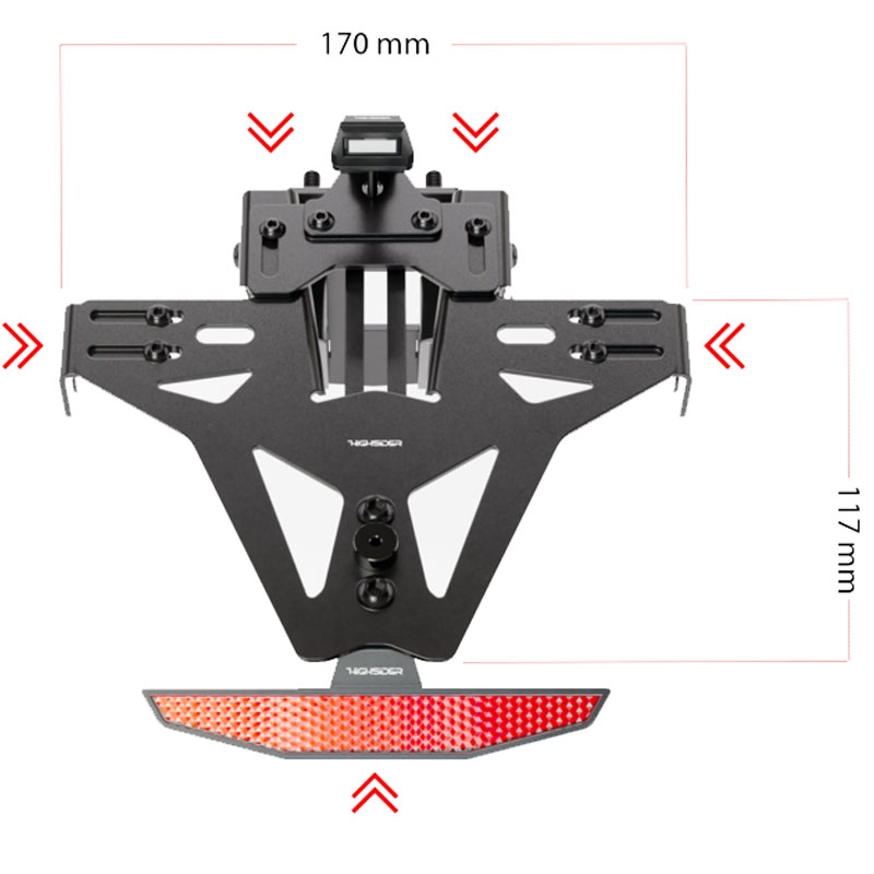 Numerio ženklo laikiklis su žibintu Highsider Akron RS PRO Triumph SPEED TRIPLE 1050 juodas