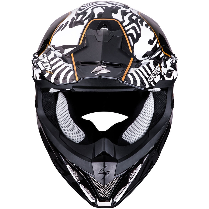 Motokroso šalmas Scorpion VX-21 Air Gnarly juodai baltas