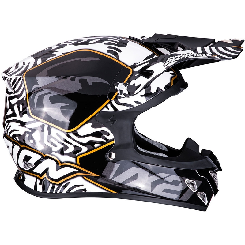 Motokroso šalmas Scorpion VX-21 Air Gnarly juodai baltas
