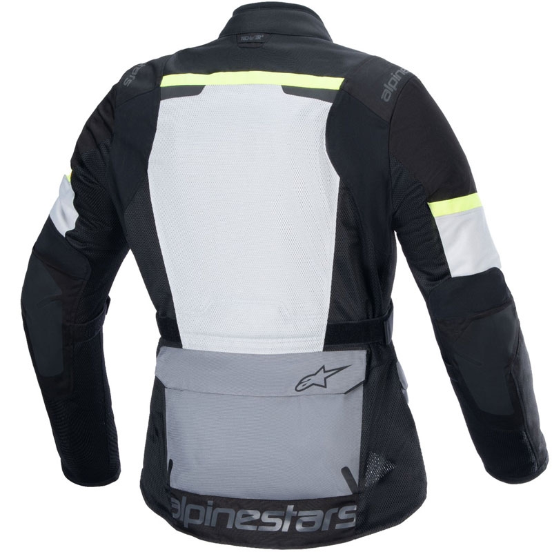 "Alpinestars Andes Air Drystar" šviesiai pilka-tamsiai pilka-juoda-fluo geltona motociklininko striukė