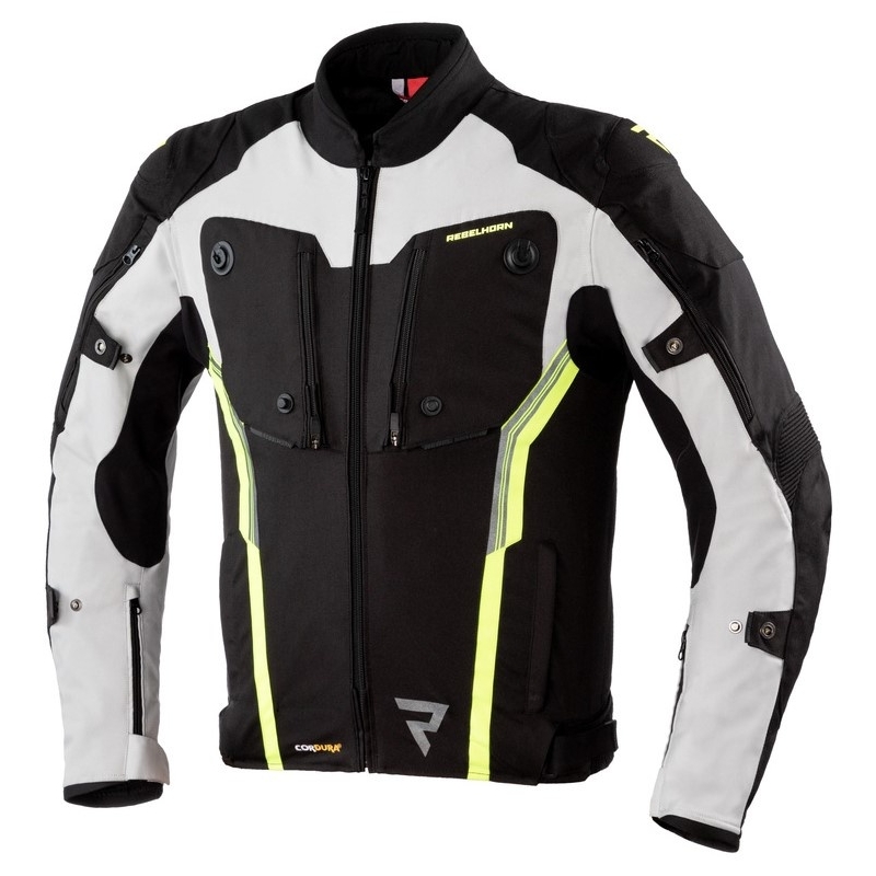 Rebelhorn Borg juoda-pilka-fluo geltona motociklininko striukė