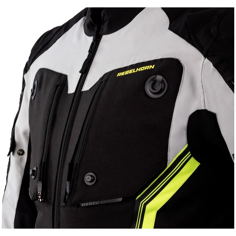 Rebelhorn Borg juoda-pilka-fluo geltona motociklininko striukė