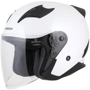 "Cassida Reflex 2.0 Solid White-Black Open" motociklininko šalmas
