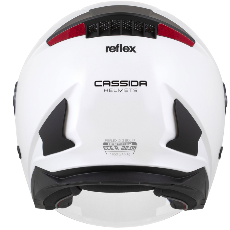 "Cassida Reflex 2.0 Solid White-Black Open" motociklininko šalmas