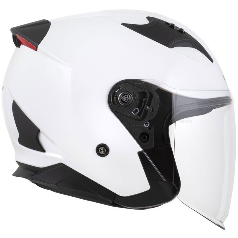 "Cassida Reflex 2.0 Solid White-Black Open" motociklininko šalmas