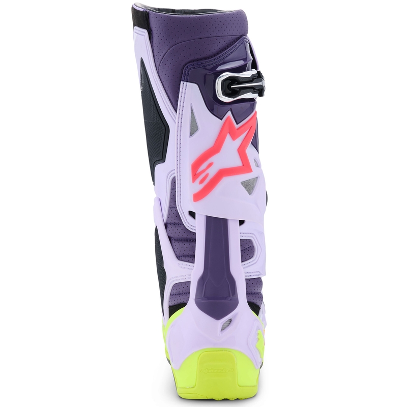 "Alpinestars Tech 10 Supervented" violetiniai-fluo geltoni-rožiniai motociklininko batai