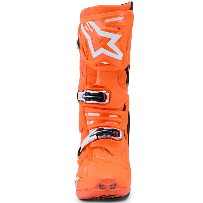 Alpinestars Tech 10 Supervented fluo oranžinės-juodos-baltos spalvos motociklininko batai