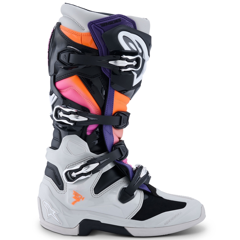 Alpinestars Tech 7 Black-Light Grey-Fluo Orange-Gradient motociklininkų batai