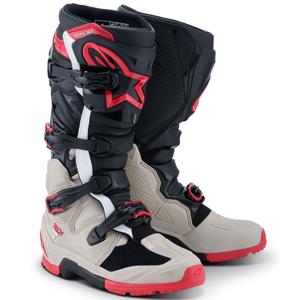 "Alpinestars Tech 7 Enduro Black-Light Grey-Red" motociklininko batai