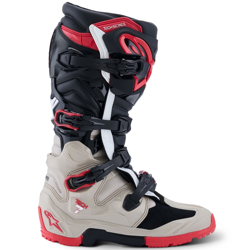 "Alpinestars Tech 7 Enduro Black-Light Grey-Red" motociklininko batai