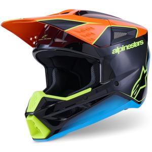 Alpinestars S-M3 Fray Motokroso šalmas juodas-fluo oranžinis-fluo geltonas-turkio spalvos