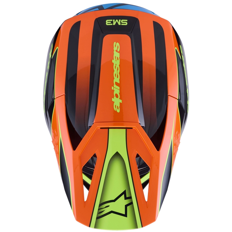 Alpinestars S-M3 Fray Motokroso šalmas juodas-fluo oranžinis-fluo geltonas-turkio spalvos