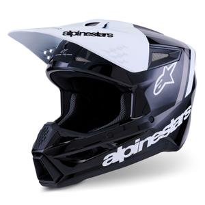 Alpinestars S-M3 Radium motokroso šalmas juodas, baltas ir pilkas