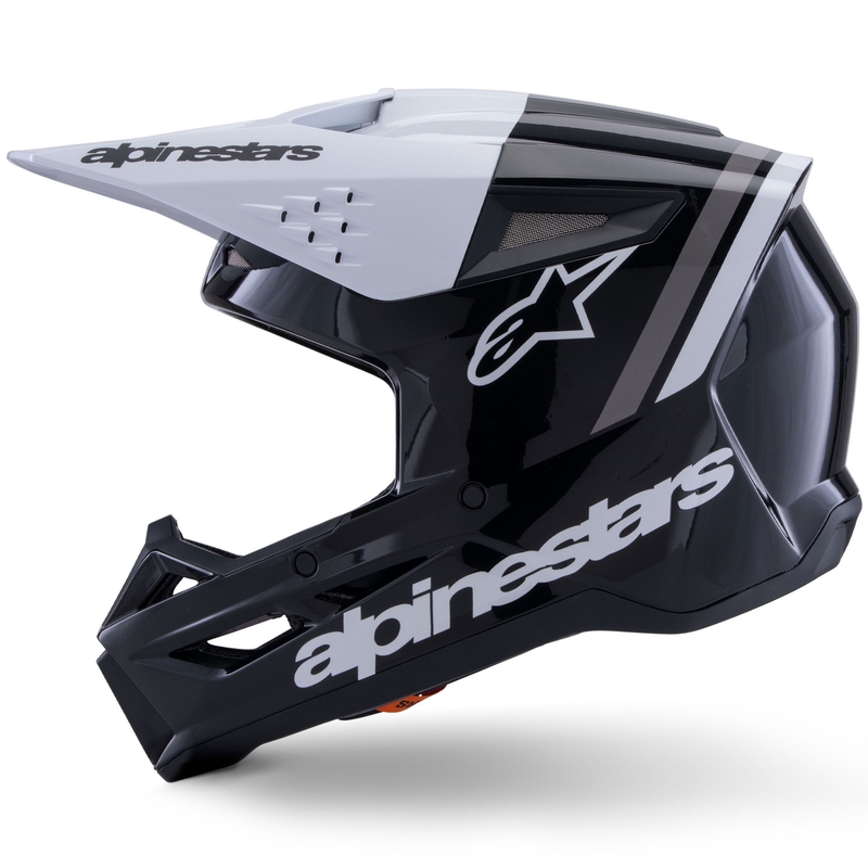 Alpinestars S-M3 Radium motokroso šalmas juodas, baltas ir pilkas