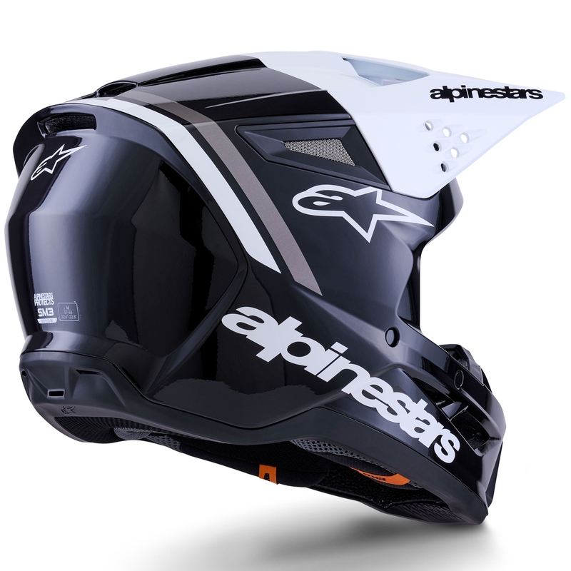 Alpinestars S-M3 Radium motokroso šalmas juodas, baltas ir pilkas