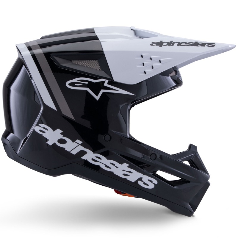 Alpinestars S-M3 Radium motokroso šalmas juodas, baltas ir pilkas