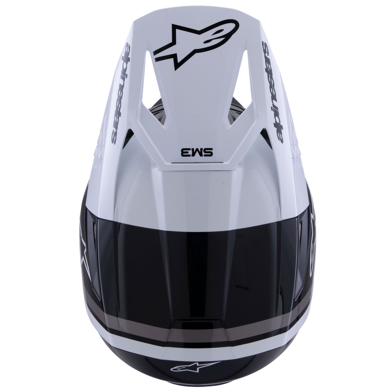 Alpinestars S-M3 Radium motokroso šalmas juodas, baltas ir pilkas