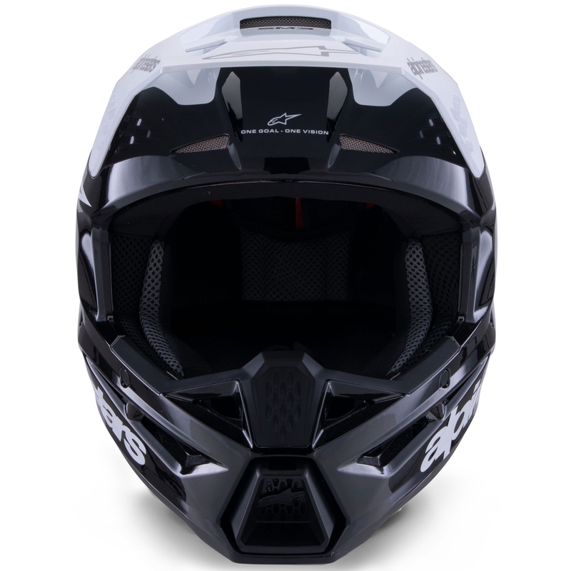 Alpinestars S-M3 Radium motokroso šalmas juodas, baltas ir pilkas