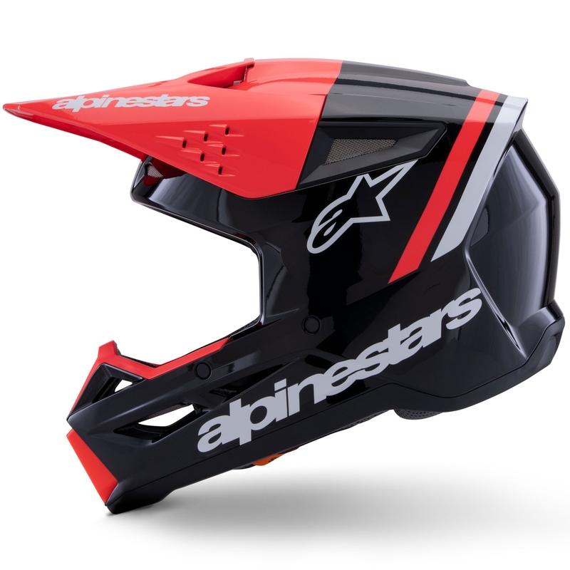 Alpinestars S-M3 Radium Motokroso šalmas juoda-fluo raudona-balta