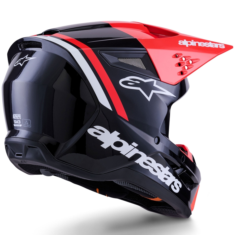 Alpinestars S-M3 Radium Motokroso šalmas juoda-fluo raudona-balta