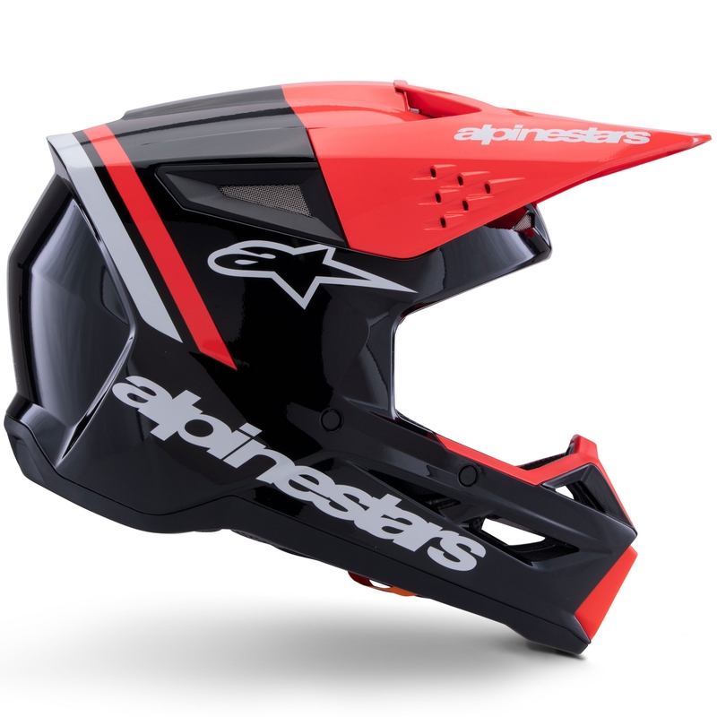 Alpinestars S-M3 Radium Motokroso šalmas juoda-fluo raudona-balta