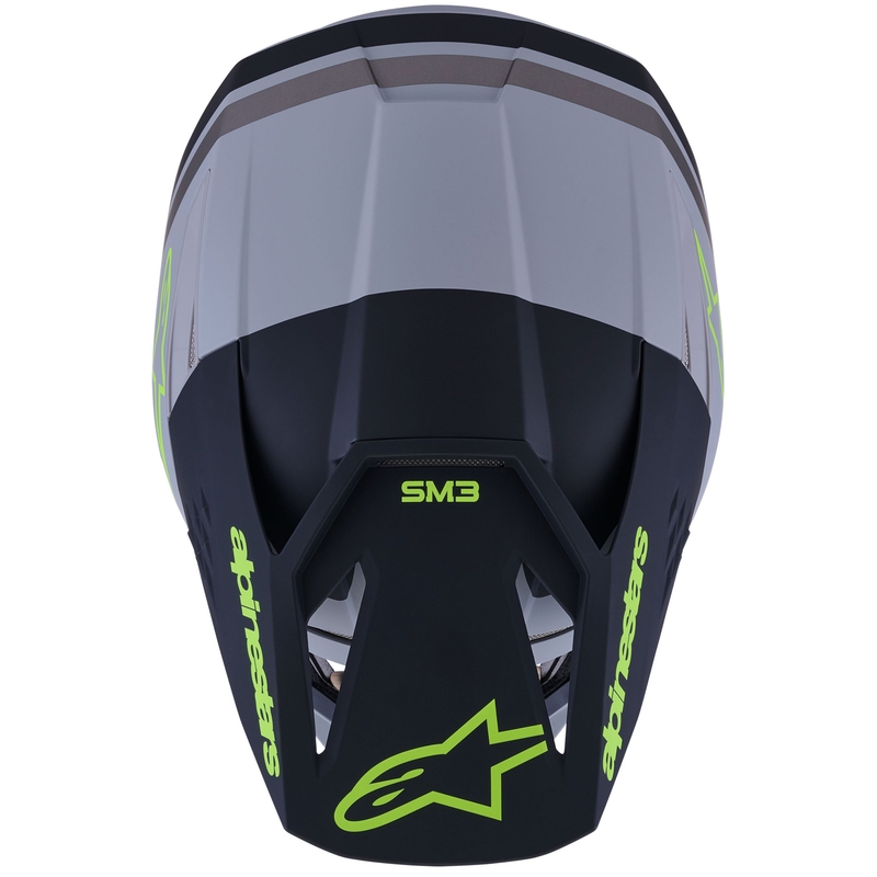 Alpinestars S-M3 Radium motokroso šalmas matinės pilkos-fluorescencinės geltonos-juodos spalvos