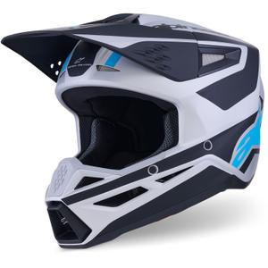 Alpinestars S-M3 Heat motokroso šalmas sidabrinis-mėlynas-juodas matinis