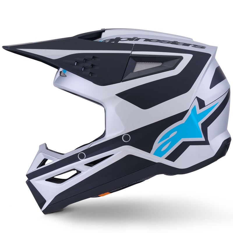 Alpinestars S-M3 Heat motokroso šalmas sidabrinis-mėlynas-juodas matinis