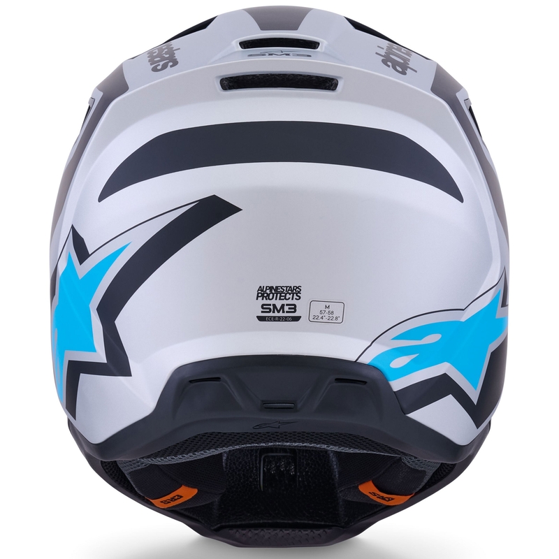 Alpinestars S-M3 Heat motokroso šalmas sidabrinis-mėlynas-juodas matinis