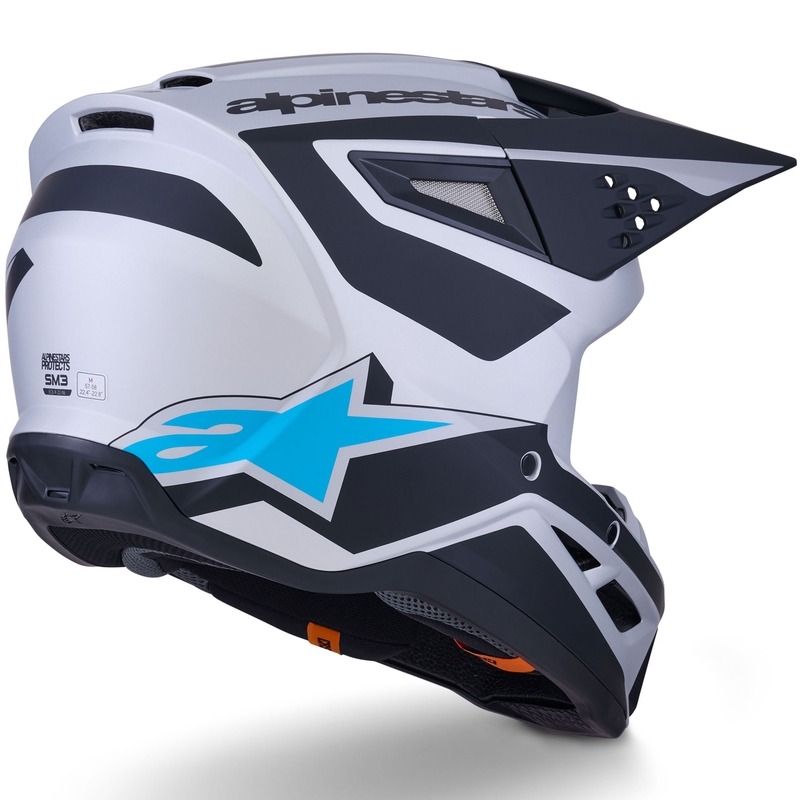 Alpinestars S-M3 Heat motokroso šalmas sidabrinis-mėlynas-juodas matinis