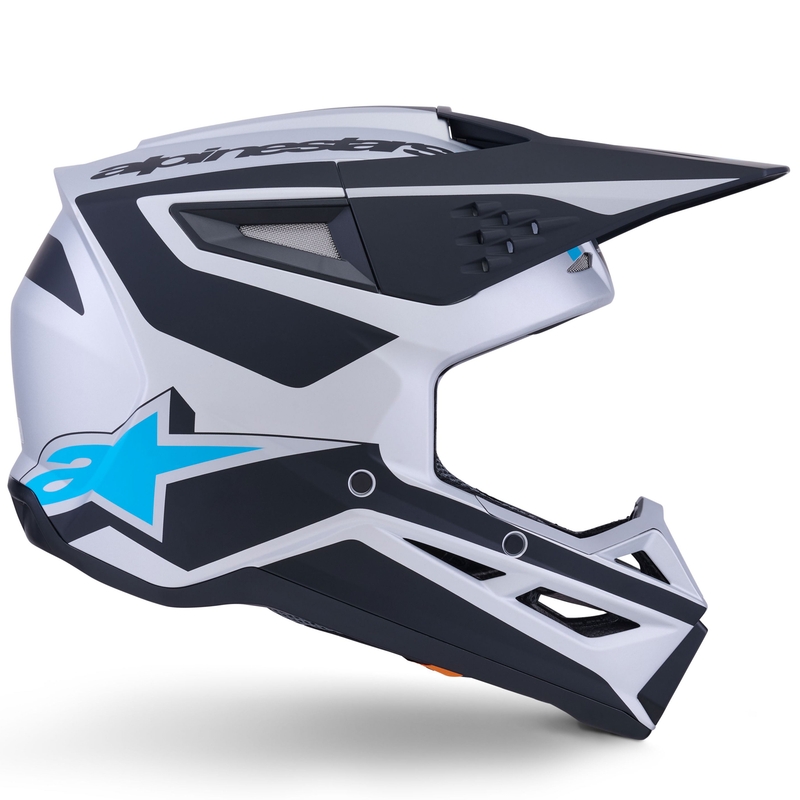 Alpinestars S-M3 Heat motokroso šalmas sidabrinis-mėlynas-juodas matinis