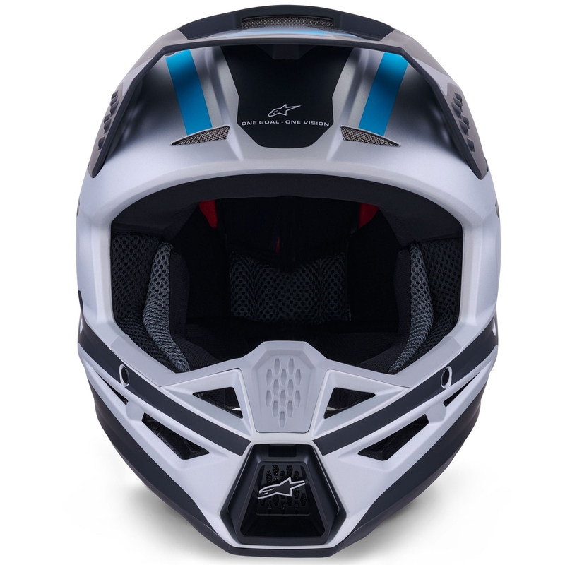 Alpinestars S-M3 Heat motokroso šalmas sidabrinis-mėlynas-juodas matinis