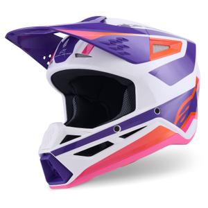 Alpinestars S-M3 Heat motokroso šalmas baltas-violetinis-rožinis